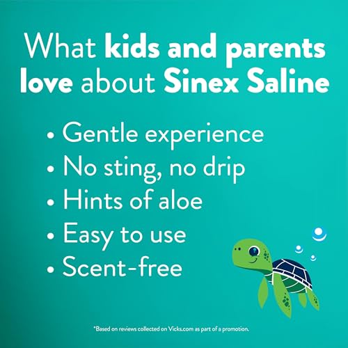 Buy now Vicks Sinex, Children's Saline Nasal Spray, Drug Free Ultra Fine Mist with Hint of Aloe, Ages 1+, Fast Everyday Stuffy Nose Relief for Kids, Clear Mucus from a Cold or Allergy, 5 OZ x 2 at indiglob india