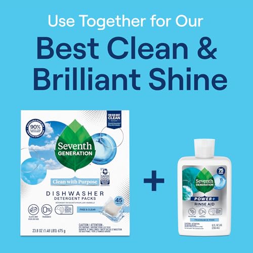 Buy now Seventh Generation Dishwasher Detergent Powder + Rinse Aid, Free & Clear, Biodegradable, Plant-Based & Fragrance-Free, Septic Safe at indiglob india