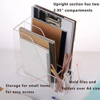 Buy now SANRUI Acrylic File Organizer with Pencil Holder Multi-Functional Clear Desk Accessories Organizer with 2 Slot Magazine Book Sorter Holder , 3 Compartments at indiglob india