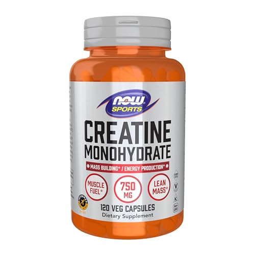 Buy now NOW Foods Sports Nutrition, Creatine Monohydrate 750 mg, Mass Building*/Energy Production*, 120 Veg Capsules at indiglob india