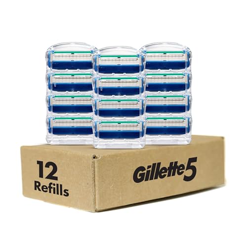 Buy now Gillette5 Mens Razor Blade Refills, 12 Count, Lubrastrip for a More Comfortable Shave at indiglob india