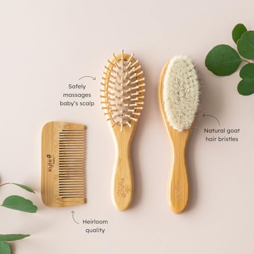 Buy now Kyte BABY Bamboo 3-Piece Brush Set - 1 Goat Hair Brush, 1 Wooden Bristle Brush and 1 Bamboo Comb at indiglob india