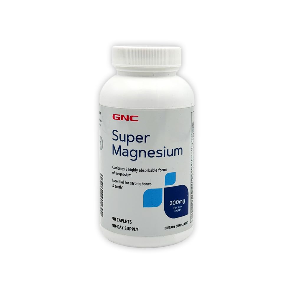 Buy now GNC Super Magnesium 400mg, Supports Strong Bones and Teeth, 90 Caplets at indiglob india