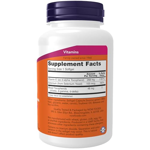 Buy now NOW Supplements, Vitamin E-400 IU, Mixed Tocopherols, Antioxidant Protection*, 100 Softgels at indiglob india