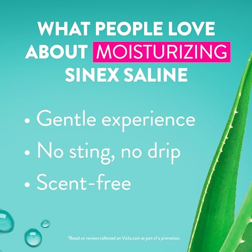 Buy now Vicks Sinex Saline Moisturizing Nasal Spray, with Aloe, Drug Free Ultra Fine Mist, Clear Everyday Sinus Congestion Fast, Clear Mucus from a Cold or Allergy, 5 OZ x 2 at indiglob india