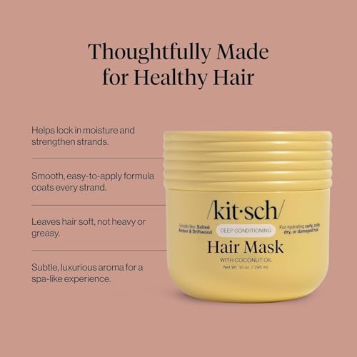 Buy now Kitsch Deep Conditioning Hair Mask â€“ Moisturizing Hair Mask for Damaged Hair with Coconut Oil â€“ Hydrating, Strengthening & Frizz-Reducing Hair Care Treatment for Curly, Coily & All Hair Types - 10 oz at indiglob india