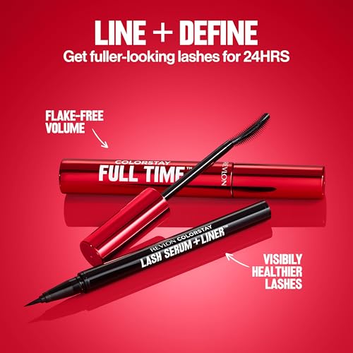Buy now REVLON ColorStay Lash Serum + Liner, Waterproof Eyeliner, Healthier Looking Eyelashes, Smudge-Resistant Flexible Brush Tip, 001 Blackest Black at indiglob india