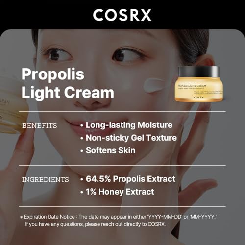 Buy now COSRX Full Fit Propolis Light Cream, 2.19 Fl.oz / 65ml, Propolis 64.5%, Hydrating Daily Day and Night Moisturiser, Korean Skin Care, Not Tested on Animals at indiglob india