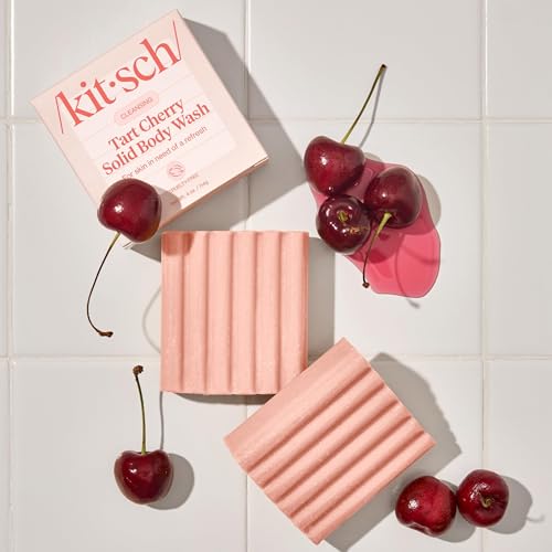 Buy now Kitsch Cleansing Tart Cherry Soap Bar with Refreshing Scent - Eco-Friendly Body Wash Women Love - Cherry Solid Bar Soap for Daily Use - Silicone, Sulfate and Paraben Free, Made in USA - 4oz at indiglob india