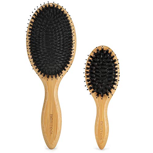 Buy now BESTOOL Hair Brush (Regular & Small), Boar Bristle Hair Brushes for Women Men Kids Thick Fine Curly Hair, Hairbrush for Detangling, Soften & Silky Shine at indiglob india