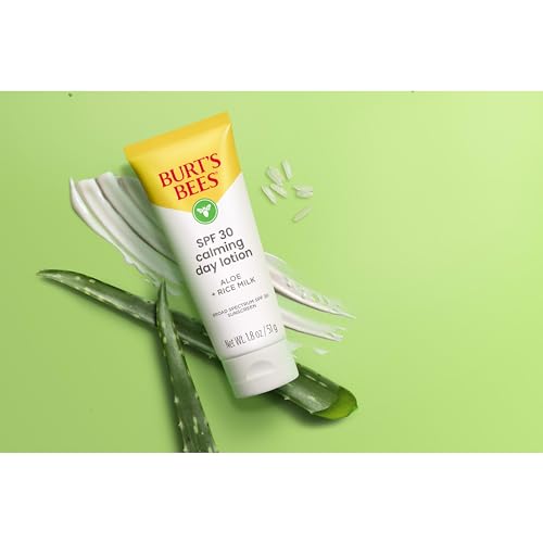 Buy now Burt's Bees SPF 30 Calming Day Face Lotion With Aloe and Rice Milk for Sensitive Skin, Sunscreen Face Lotion Soothes Redness and Irritation, 99.4 Percent Natural Origin Skin Care, 1.8 oz. Tube at indiglob india