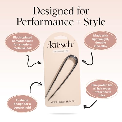 Buy now Kitsch French Hair Pins for Women â€“ Elegant & Durable Metal Hair Fork for Updos, Chignon, Bun & Twist Hairstyles, Secure Hold All Day, Comfortable Fit | Ideal Gifts for Women- Gold, 1pc at indiglob india