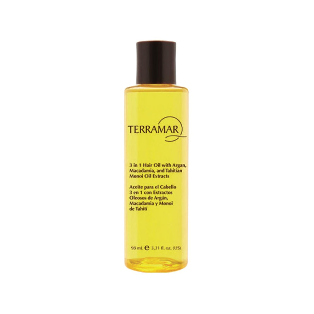 Terramar 3 in 1 Hair Oil (98ml / 3.31 fl Oz) - with Argan, Macadamia, Monoi - Nourishes, Smooths Frizz, Adds Shine, Lightweight for All Hair