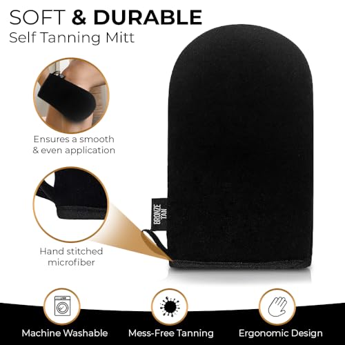 Buy now Self Tanning Mitt Applicator – Ultra Soft Self Tanner Mitt for Applying Tanning Mousse or Lotion – Machine Washable & Reusable Sunless Tanning Glove for Streak-Free Tan - Black at indiglob india