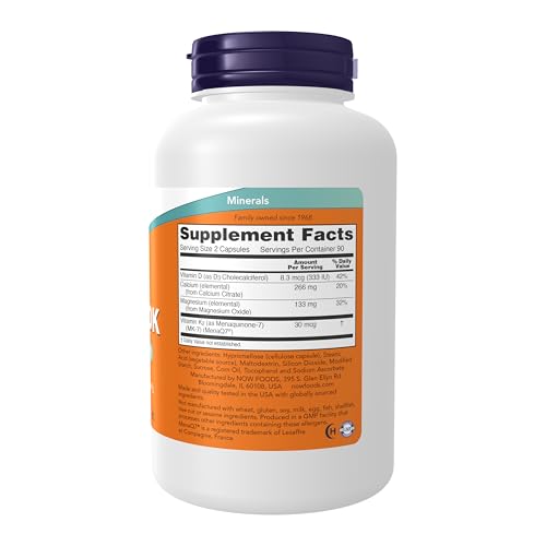 Buy now NOW Foods Supplements, Cal-Mag DK with Vitamin D-3 and Vitamin K-2, Supports Bone Health*, 180 Capsules at indiglob india