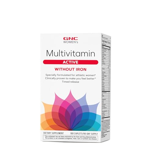 Buy now GNC Women's Multivitamin Active Without Iron, Supports an Active Lifestyle, 30+ Nutrient Formula, Promotes Bone & Joint Health, Helps Energy Production, 180 Caplets at indiglob india