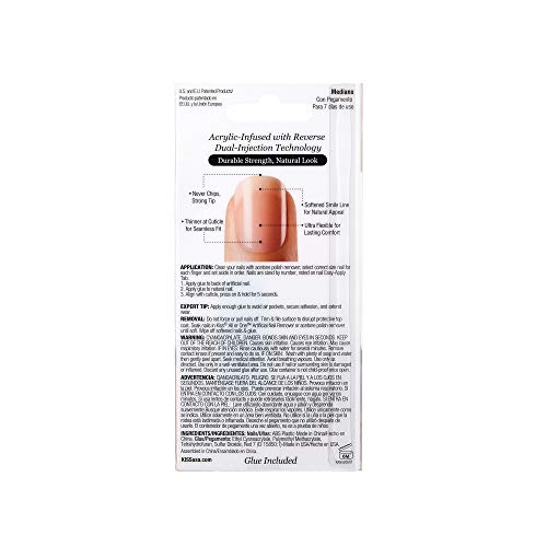 Buy now Kiss Salon Acrylic Nude French 28 Count Medium Length Flat (Pack of 2) at indiglob india