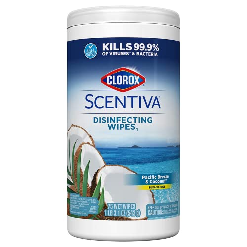 Buy now Clorox Scentiva Disinfecting Multi-Surface Cleaner Spray & Disinfecting Wipes, Pacific Breeze & Coconut Scent - Bundle of 2 Items at indiglob india