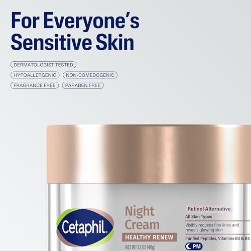 Buy now Cetaphil Healthy Renew Skin Tightening Night Cream 1.7 Oz, Wrinkle Repair Cream for Face with Peptides, Retinol Alternative Cream For Sensitive Skin, Fragrance Free at indiglob india