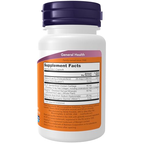 Buy now NOW Supplements, UC-II Advanced Joint Relief with Undenatured Type II Collagen, plus Hyaluronic Acid, Boron, Vitamin D-3, 60 Veg Capsules at indiglob india