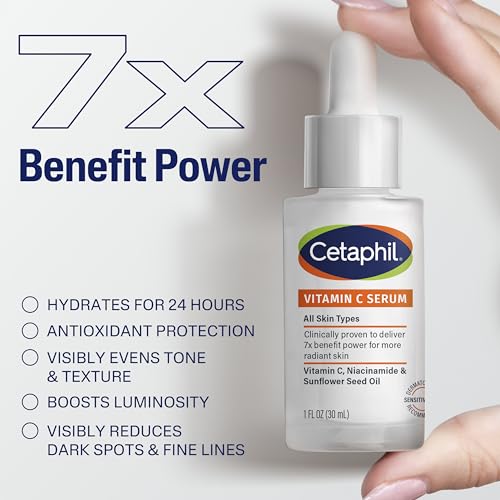 Buy now Cetaphil Vitamin C Serum, Visibly Reduces Look of Dark Spots and Hyperpigmentation, Formulated with Niacinamide, Designed for Sensitive Skin, Fragrance Free, Dermatologist Tested, 1oz at indiglob india
