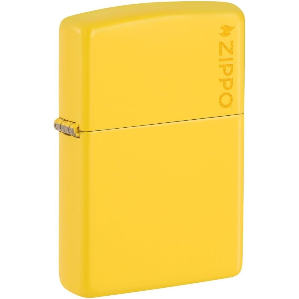 Buy now Zippo 218 Classic Black Matte Pocket Lighter Yellow Logo at indiglob india