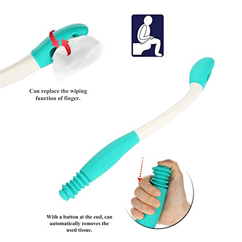 Buy now Bottom Bum Wiper, 15.7" Long Handle Toilet Aids Tools, Reach Comfort Bottom Wiper Holder Toilet Paper Tissue Grip Self Wipe Aid Helper Pre-Moistened Wipes at indiglob india