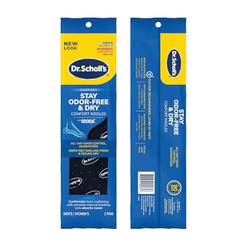 Buy now Dr. Scholl'sÂ® Stay Odor-Free & Dry Comfort Insoles with Odor-XÂ®, Unisex Inserts, 1 Pair, Full Length Trim to Fit Men's Shoe Sizes (7-13) and Women's Shoe Sizes (5-10) at indiglob india