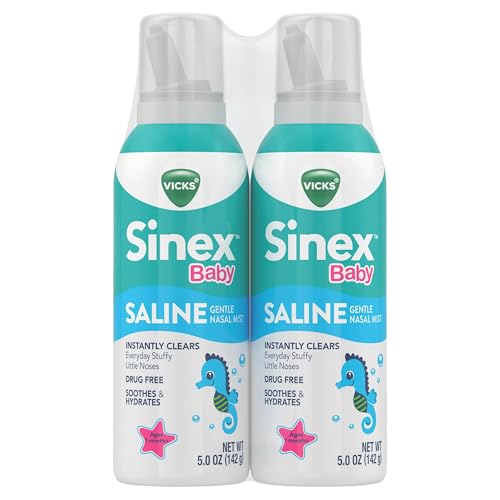 Buy now VICKS Sinex Baby Saline Nasal Spray, Drug Free Gentle Nasal Mist, Instantly Clears Everyday Stuffy Little Noses, Soothes & Hydrates, Safe For Daily Use, Gentle For All Ages, 5 OZ x 2 at indiglob india