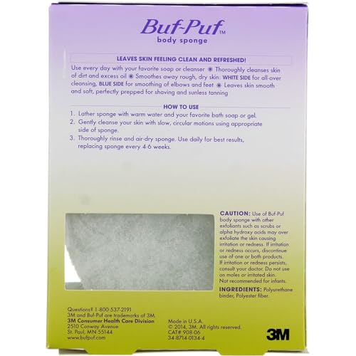 Buy now Buf-Puf Body Sponge, Bath Sponge, Dermatologist Developed, Cleanses Skin of Dirt, and Excess Oil, Reusable, Exfoliating, 5 Count at indiglob india