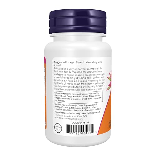 Buy now NOW Foods Folic Acid 800 mcg Tabs (Pack of 2) at indiglob india