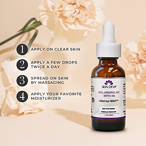 Buy now SKIN DEVA 20% Argireline Serum with Matrixyl 3000 Pure Hyaluronic Acid Serum For Face Deep Wrinkle Reducer Anti Aging Tones Skin and Stimulates Collagen Peptides Serum For Face at indiglob india