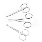 Small Scissors, 3.5in Beauty Scissors,for Personal Facial Hair Grooming ，Curved and Round Design, for Trim Men/Women Eyebrows Trimming, Eyelashes,Nose Hair, Ear, Mustache 3 Pack