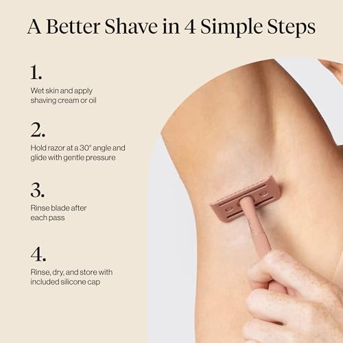 Buy now Kitsch Double Edge Safety Razors for Women and Men, Long Metal Handle and Stainless Steel Single Blade Razor with 5 Double Edge Refills, for Shaving and Travel Essentials - Terracotta at indiglob india