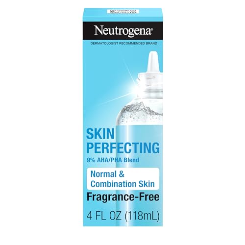 Buy now Neutrogena Skin Perfecting Daily Liquid Facial Exfoliant with 9% AHA/PHA Blend for Normal & Combination Skin, Smoothing & Brightening Leave-On Exfoliator, Oil- & Fragrance-Free, 4 fl. oz at indiglob india