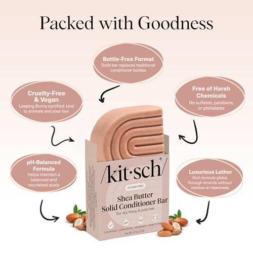 Buy now Kitsch Shea Butter Conditioner Bar Æ’?? Shea Moisture Conditioner for Soft, Hydrated Hair Æ’?? Solid Hair Conditioner for Hair Care Æ’?? Paraben, Sulfate & Silicone-Free, Vegan, Made in USA - 2.7 oz at indiglob india