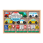 Buy now Melissa & Doug Wooden Vehicles and Traffic Signs with 6 Cars and 9 Signs at indiglob india