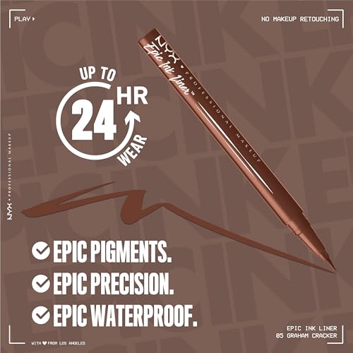 Buy now NYX PROFESSIONAL MAKEUP Epic Ink Liner, Waterproof Liquid Eyeliner with Vegan Formula - Dark Chocolate (Dark Brown Matte) at indiglob india
