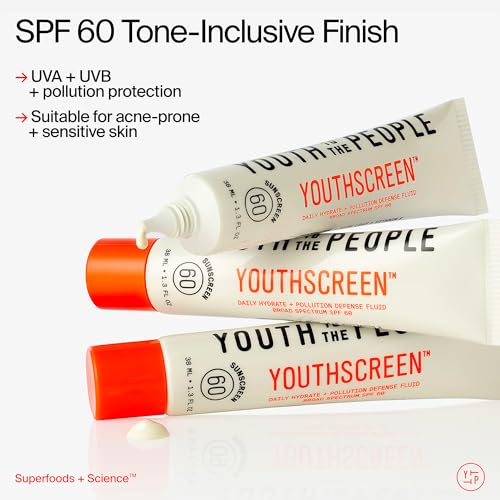 Buy now Youth To The People Youthscreen Sunscreen with SPF 60, Daily Hydration + Pollution Defense, Invisible Broad Spectrum Sunscreen, No White Cast, Natural Dewy Finish, Non-comedogenic -1.3 fl oz at indiglob india