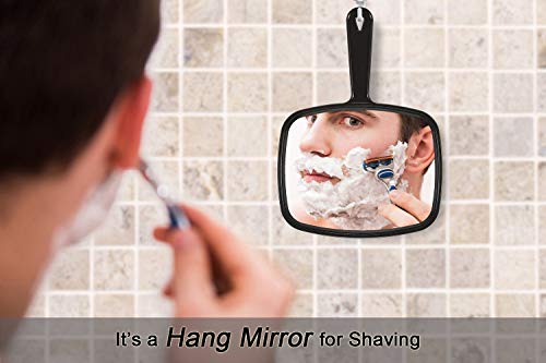 Buy now PROTECLE Hand Mirror, 10.3" L x 7.4" W Salon Barber Hairdressing Handheld Mirror with Handle, Square Black at indiglob india