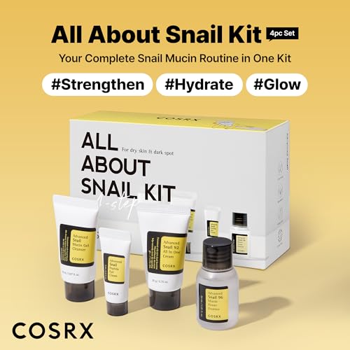 Buy now COSRX All About Snail Mucin Korean Skin Care Set, Mini Travel Essentials, Travel Size Gift Set with Snail Mucin Face Wash, Serum, Moisturizer & Eye Cream, Rejuvenating Kit at indiglob india