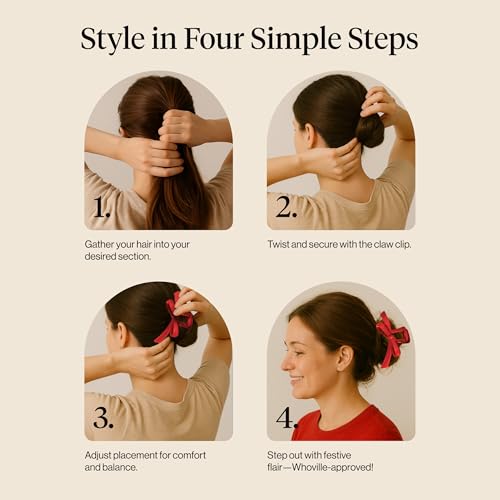 Buy now The Grinch x Kitsch Bow Hair Claw Clip for Women â€“ Strong Hold for Thick or Thin Hair | Glossy Red Hair Clip for Everyday Hairstyle | Ideal Gifts for Women - 1 pc at indiglob india