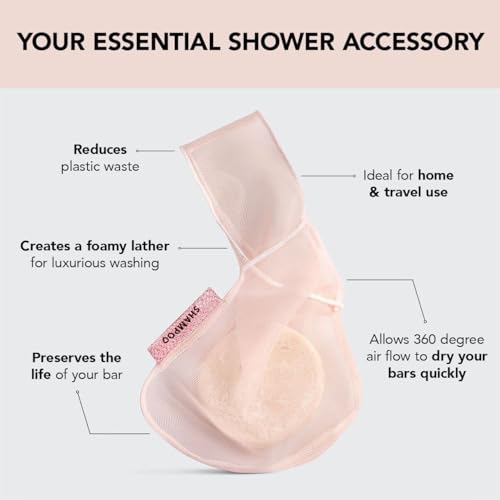 Buy now Kitsch Bar Soap Saver Bag â€“ Patented Mesh Bag Soap Holder for Shampoo and Conditioner Bars - Extends Use & Prevents Soggy Mess - Recycled Mesh Beauty Pouch, Eco-Friendly â€“ Blush at indiglob india