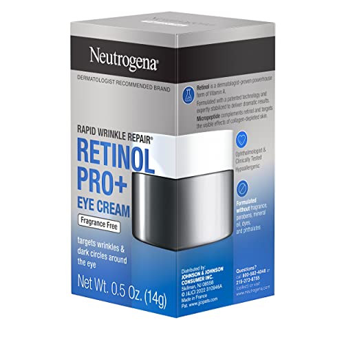 Buy now Neutrogena Rapid Wrinkle Repair Retinol Pro+ Anti-Wrinkle Eye Cream, Targeted Eye Cream for Wrinkles & Dark Circles, Formulated without Fragrance, Dyes, Phthalates, and Parabens, 0.5 oz at indiglob india