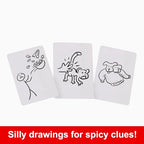 Buy now Mattel Games Pictionary Adults Only Party Drawing Game with Silly Sketches & NSFW Clue Cards, Boards, Markers & Sand Timer at indiglob india