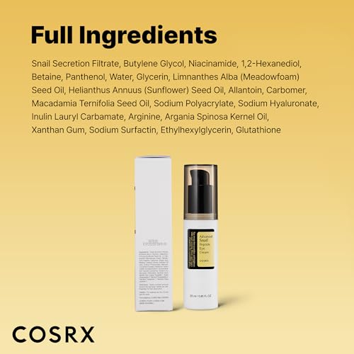 Buy now COSRX Snail Mucin Peptide Under Eye Cream, 0.84 fl oz, 73.7% Snail Mucin and Niacinamide, Eye Care, Eye Cream Anti Aging, Dark Circles, Korean Skin Care at indiglob india