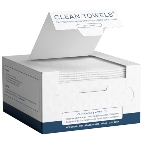 Buy now Clean Skin Club Clean TowelsÂ®, 100% USDA Biobased Face Towel, Disposable Face Towelette, Eczema Association Accepted, Makeup Remover Dry Wipes, Ultra Soft, 1 Pack, 25 Ct at indiglob india