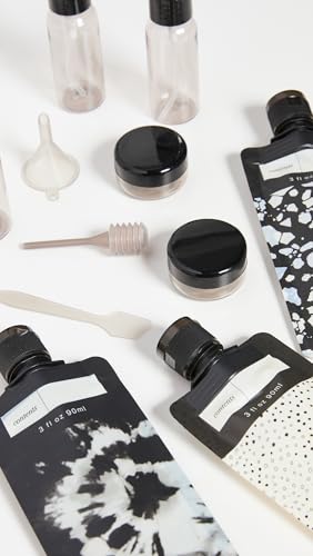 Buy now Kitsch 11 PCS Travel Bottles for Toiletries â€“ Travel Essentials Kit for Shampoo, Conditioner, Lotion & More - TSA Approved Travel Bottles, Leak-Proof Refillable Travel Size Containers - Black & Ivory at indiglob india