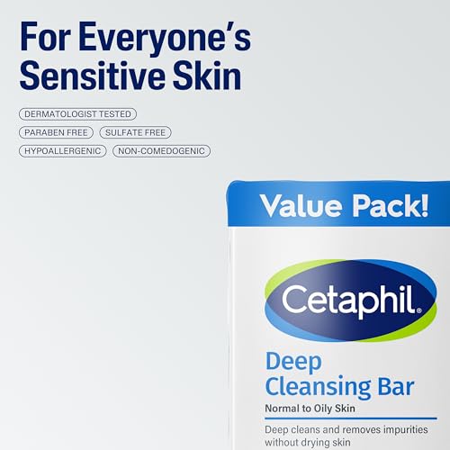 Buy now Cetaphil Bar Soap, Deep Cleansing Face and Body Bar, Pack of 3, For Dry to Normal, Sensitive Skin, Soap Free, Hypoallergenic, Paraben Free, Fragrance Free, Removes Makeup, Dirt and Oil at indiglob india