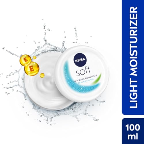 Buy now NIVEA Soft Light Moisturizer Cream, with Vitamin E & Jojoba Oil for Face, Hands and Body, 100 ml at indiglob india